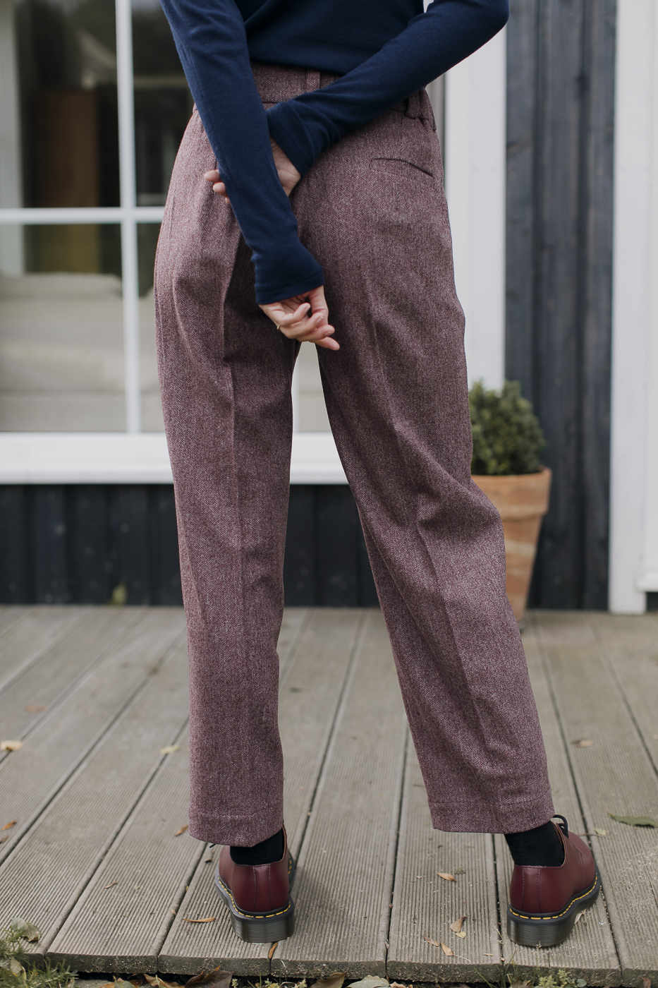 Spodnie wełniane jodełka_6 Spodnie Elegantki jodełka • Wełna Merino • - obrazek 5