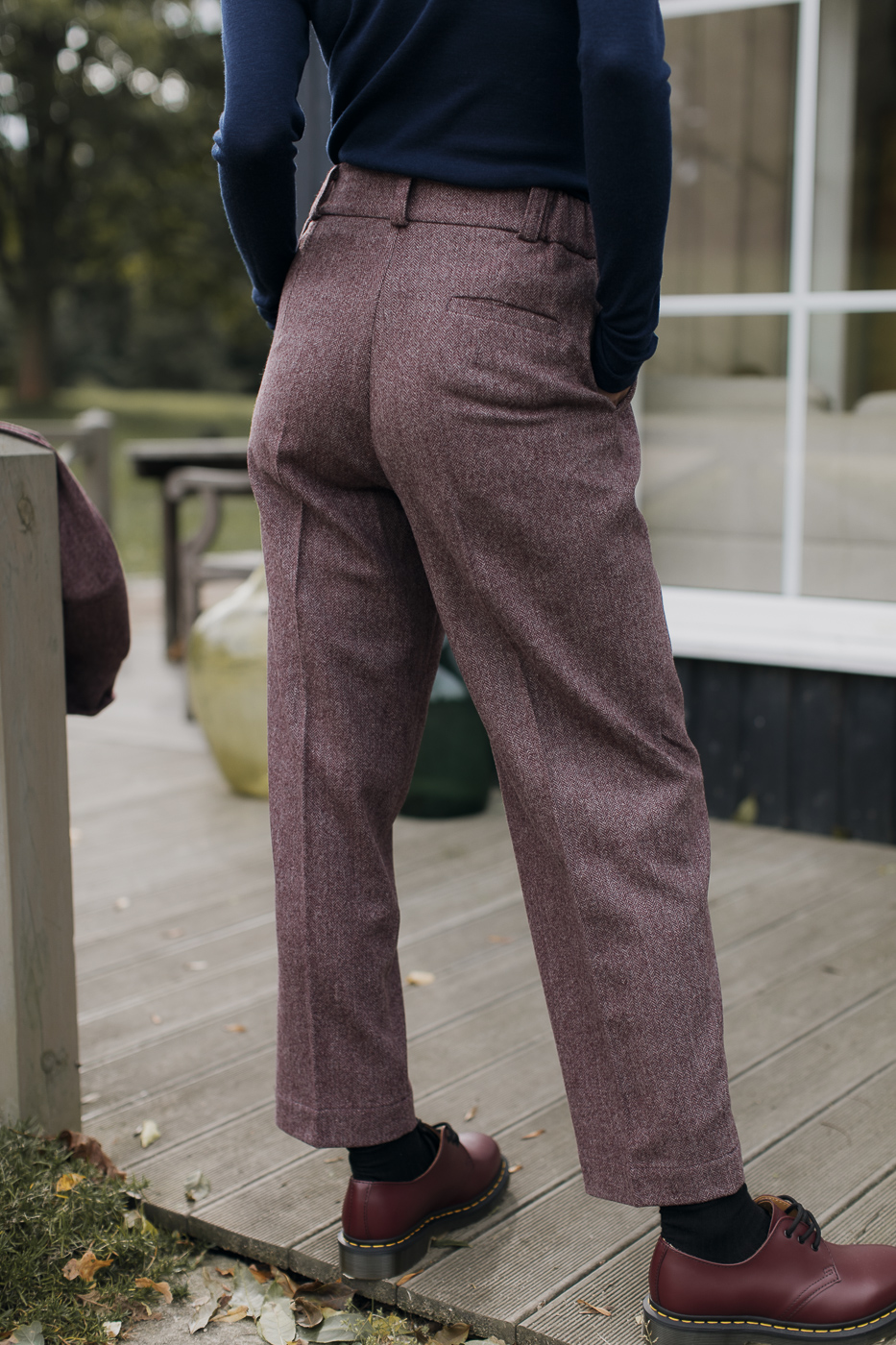 Spodnie wełniane jodełka_7 Spodnie Elegantki jodełka • Wełna Merino • - obrazek 6