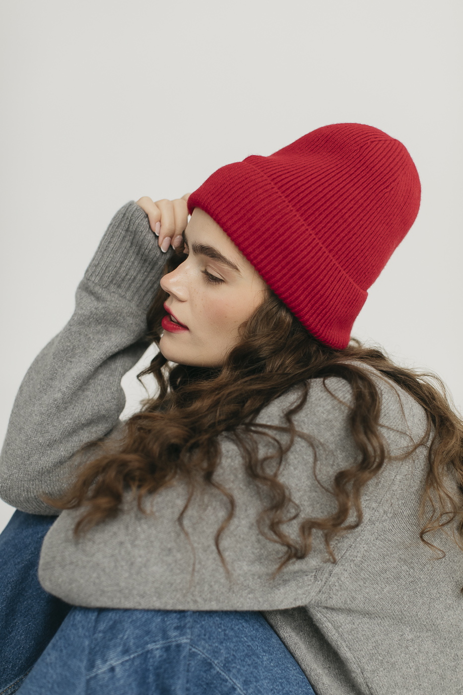 Czapka_merino_kaszmir_czerwony_3 Czapka SISU • Wełna Merino + Kaszmir • - obrazek 9