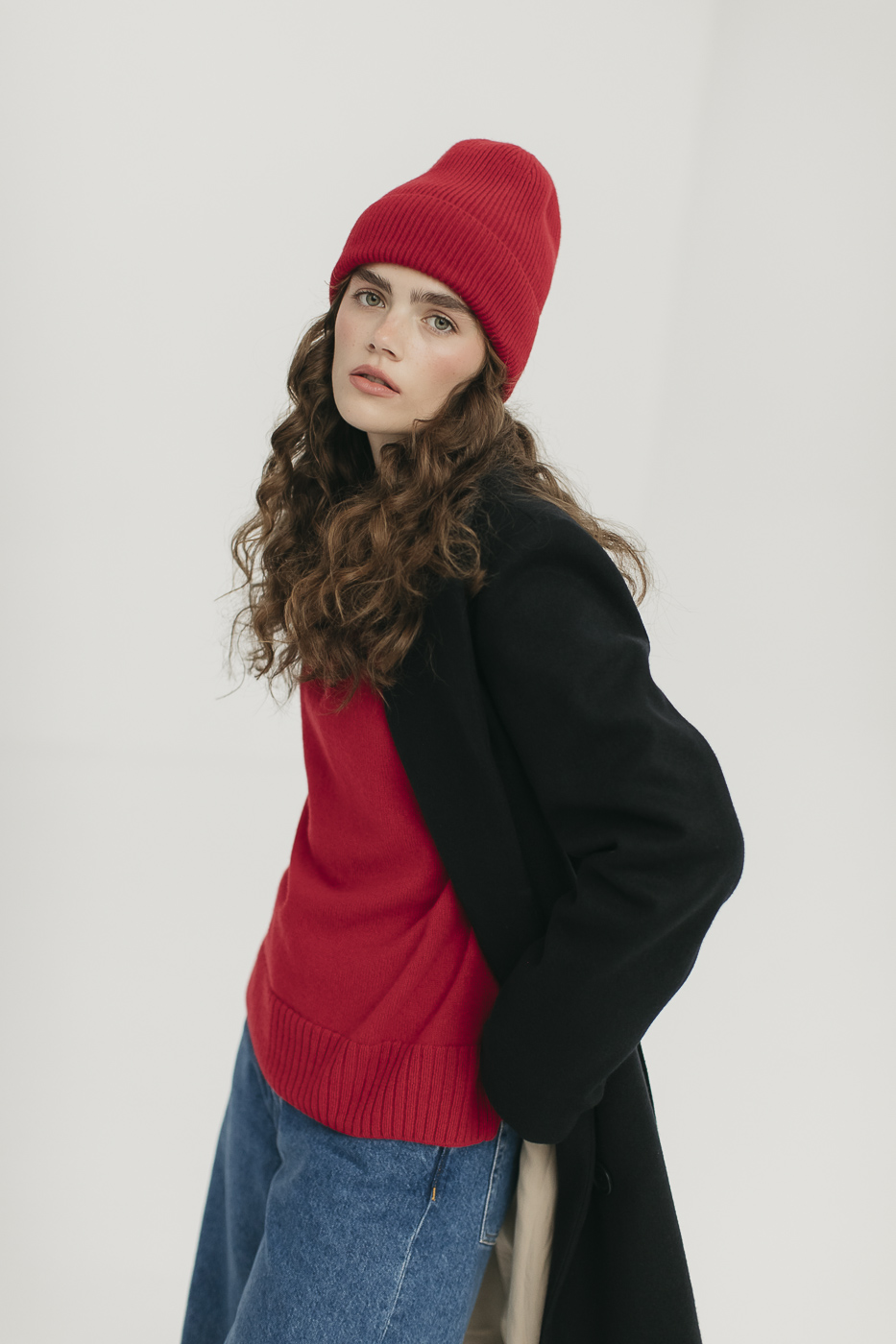 Czapka_merino_kaszmir_czerwony_5 Czapka SISU • Wełna Merino + Kaszmir • - obrazek 7