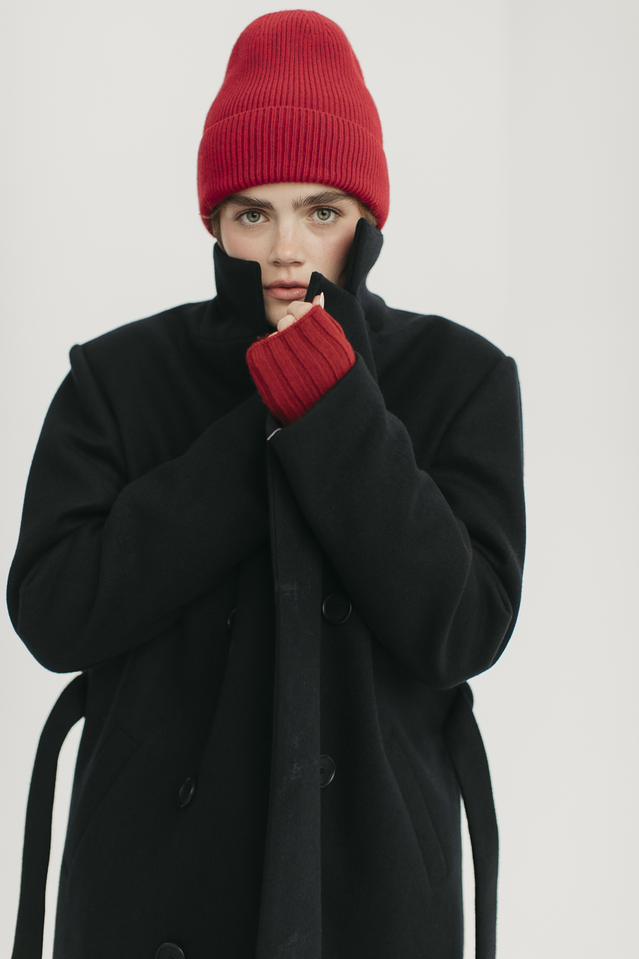 Czapka_merino_kaszmir_czerwony_6 Czapka SISU • Wełna Merino + Kaszmir • - obrazek 8
