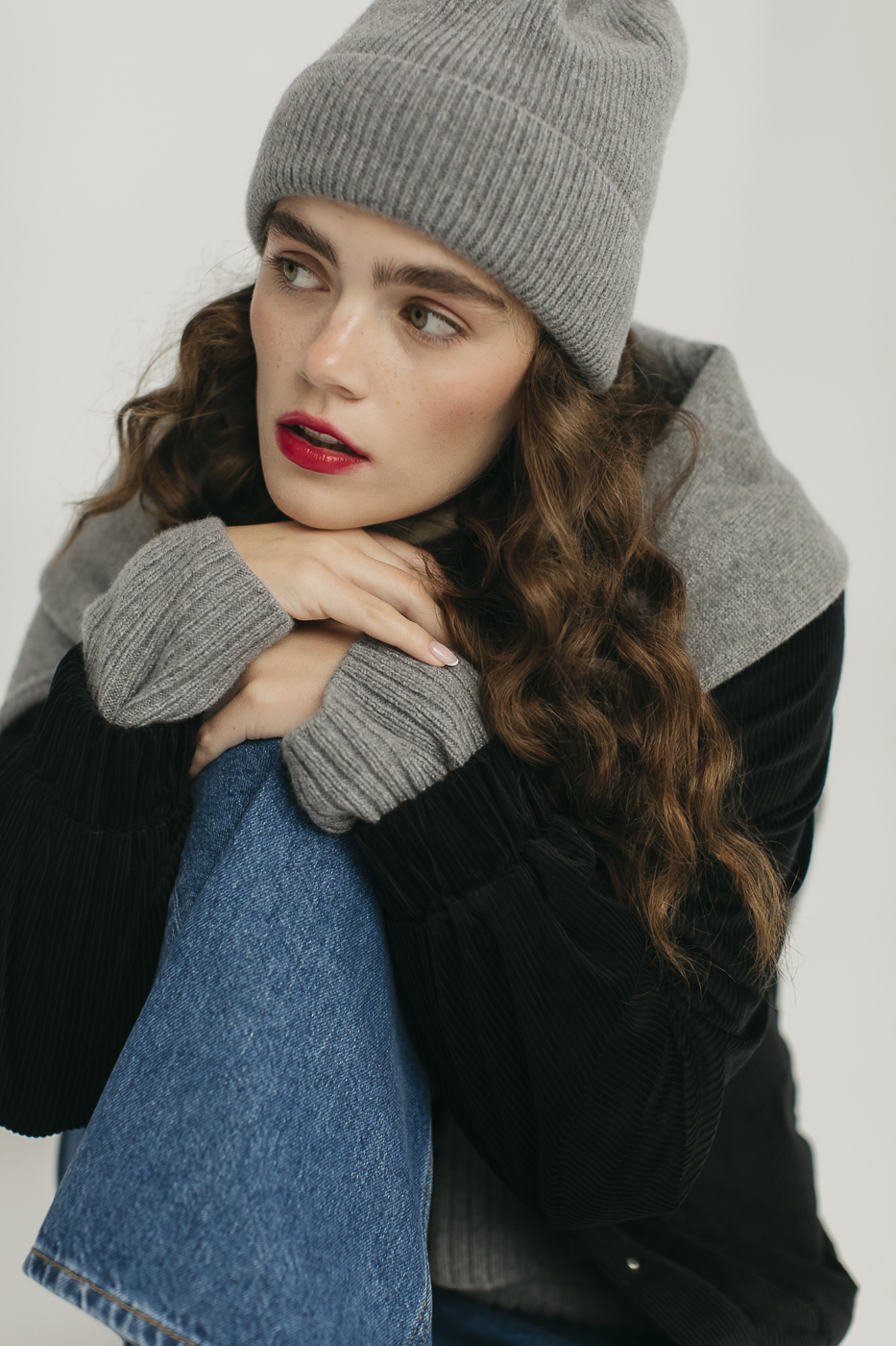 Czapka_merino_kaszmir_szara_2 Czapka SISU • Wełna Merino + Kaszmir • - obrazek 12