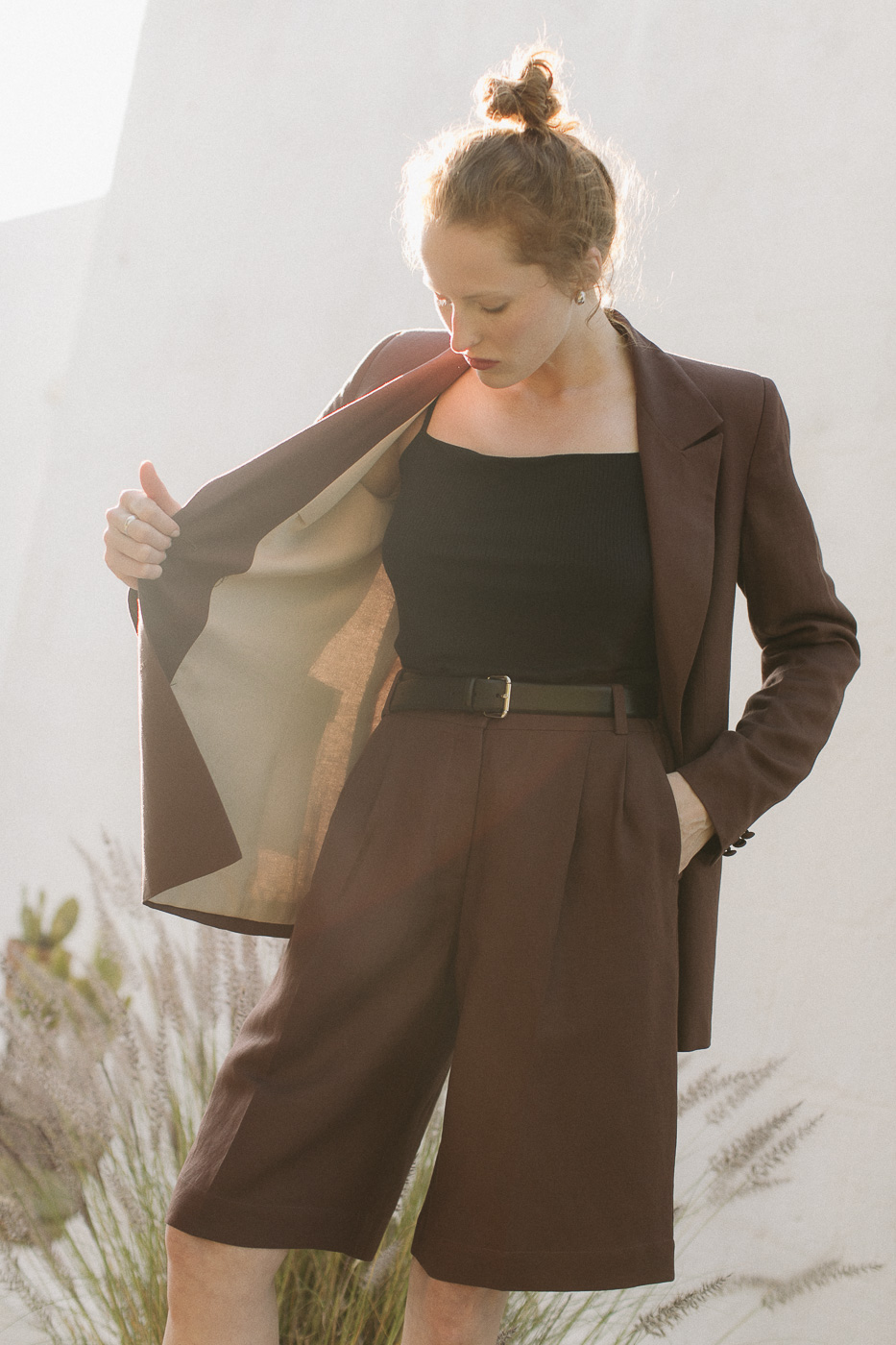bermudy-len-rayon-brąz-natula-4 Bermudy Saint-Tropez • Len+Rayon • - obrazek 4