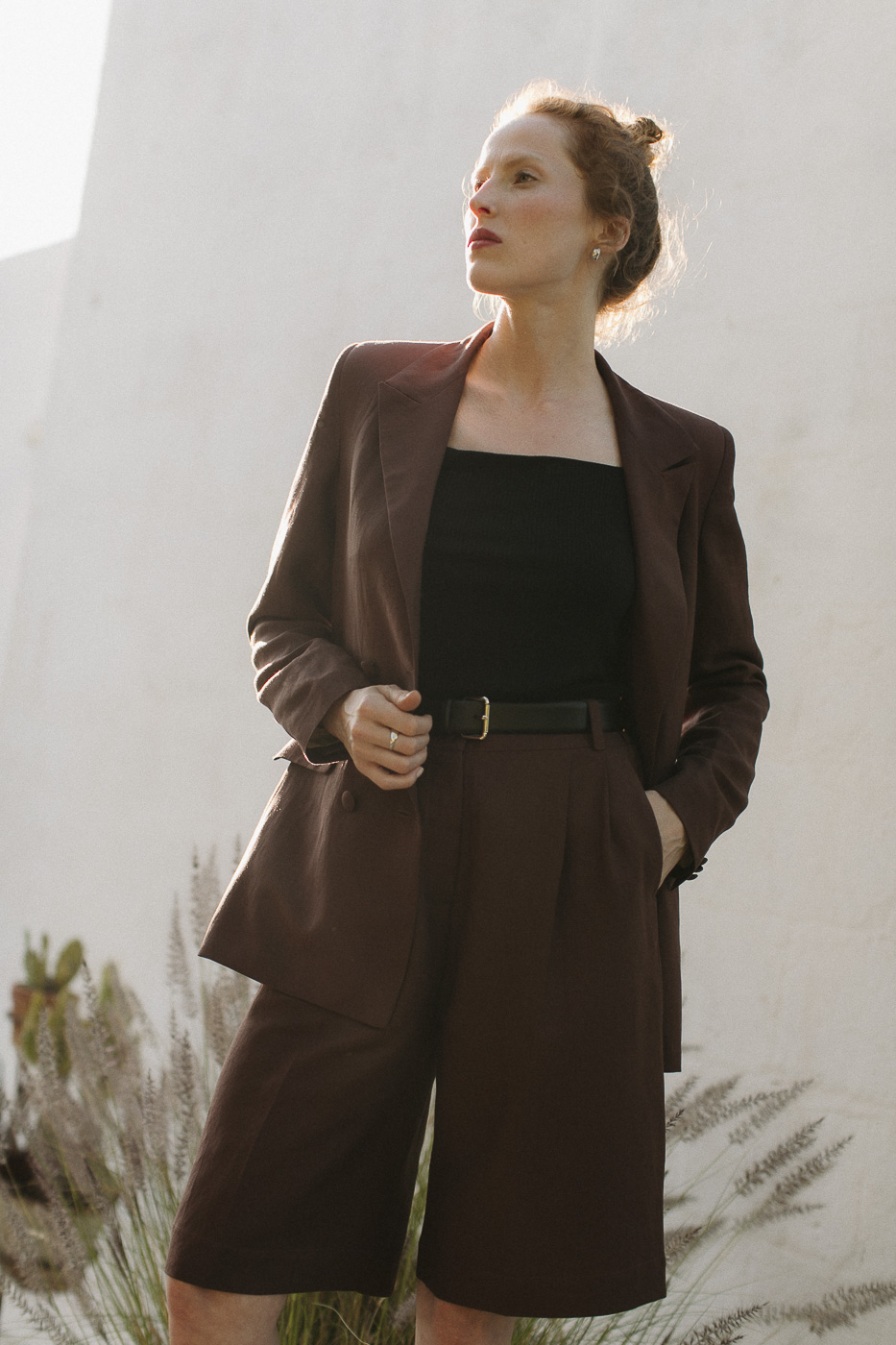 bermudy-len-rayon-brąz-natula-5 Bermudy Saint-Tropez • Len+Rayon • - obrazek 5