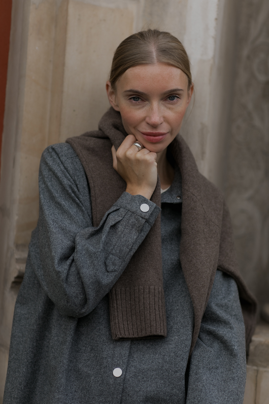 Koszula-kumpela-szary-melanż-merino-18 Sweter Ven • Wełna Merino + Kaszmir • - obrazek 13
