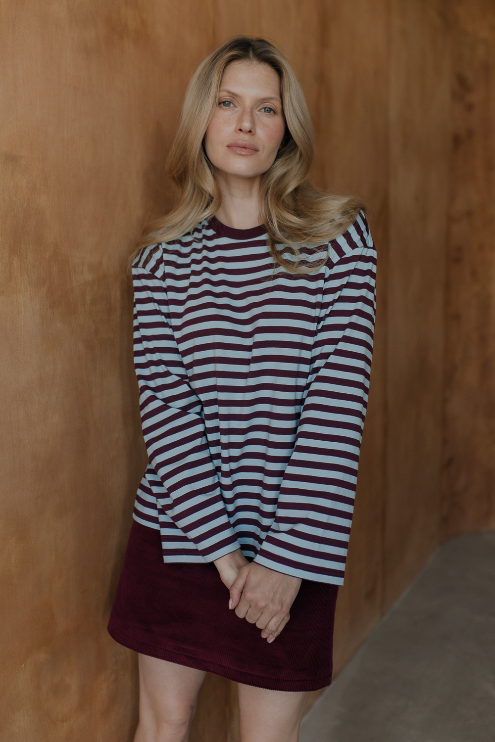Longsleeve-Bueno-bawełna-błękit-wino-paski-natula-1 Longsleeve Bueno • Bawełna • - obrazek 1