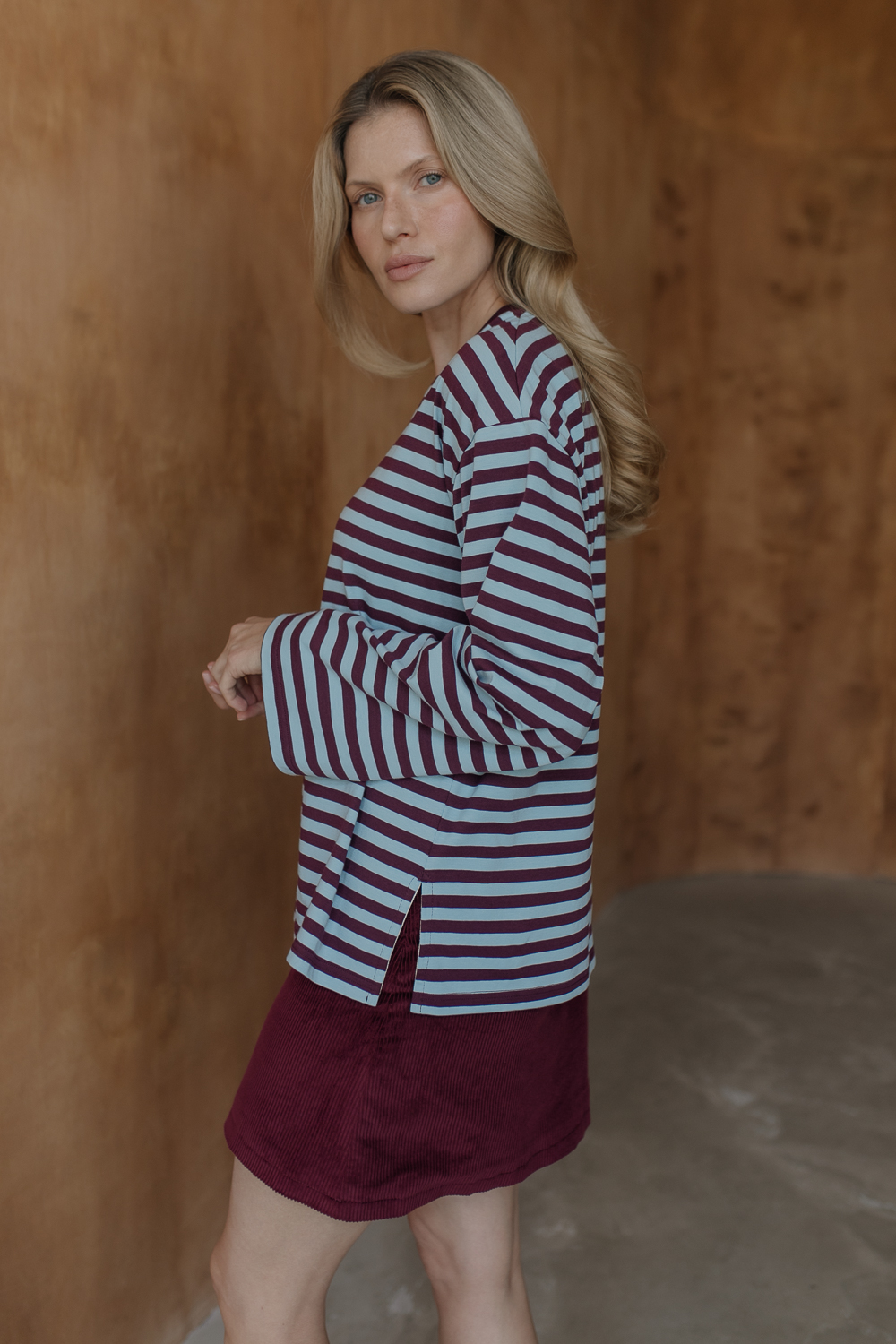 Longsleeve-Bueno-bawełna-błękit-wino-paski-natula-5 Longsleeve Bueno • Bawełna • - obrazek 7