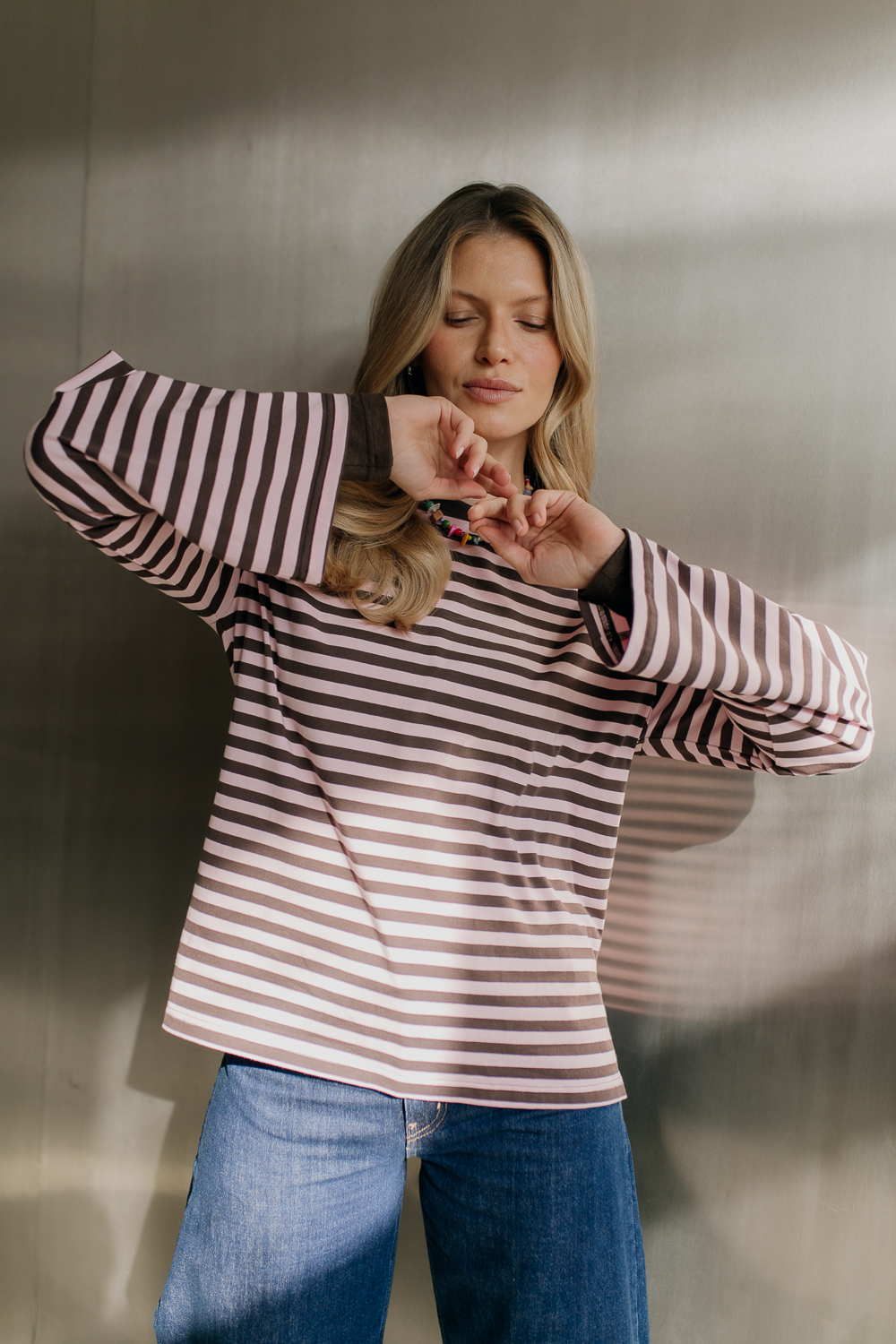 Longsleeve-Bueno-bawełna-brąz-róż-paski-natula-1 Longsleeve Bueno • Bawełna • - obrazek 16