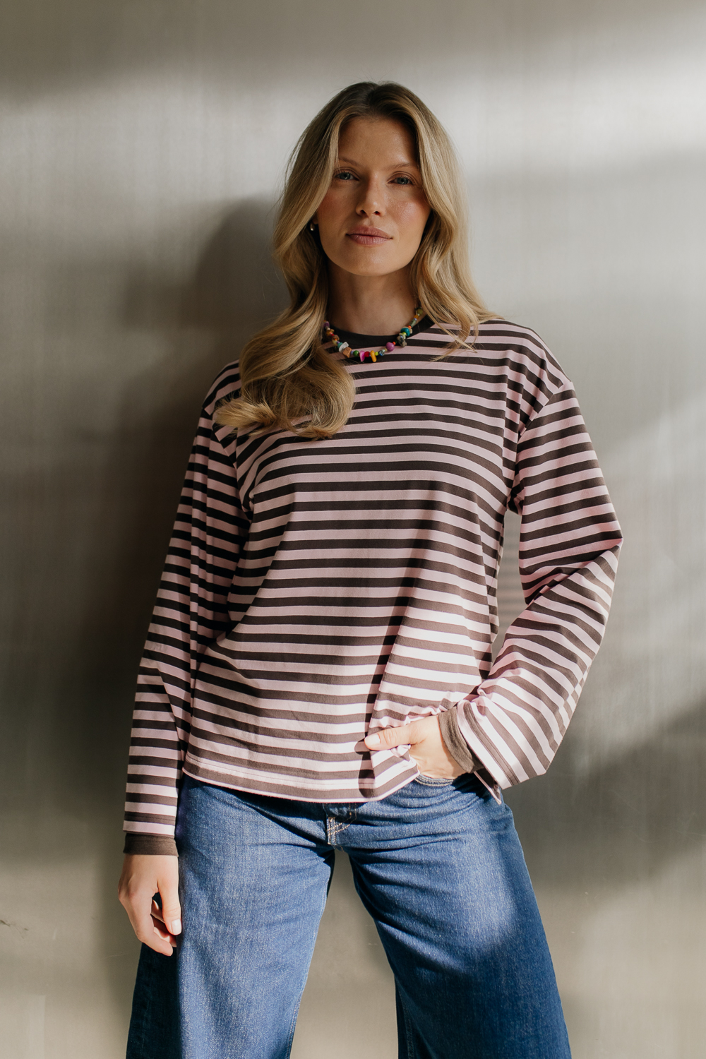 Longsleeve-Bueno-bawełna-brąz-róż-paski-natula-3 Longsleeve Bueno • Bawełna • - obrazek 17