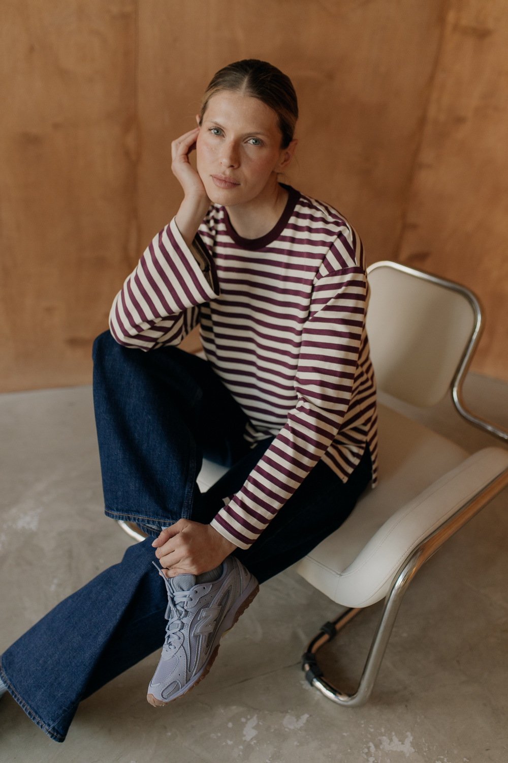 Longsleeve-Bueno-bawełna-ecrue-wino-paski-natula-3 Longsleeve Bueno • Bawełna • - obrazek 13