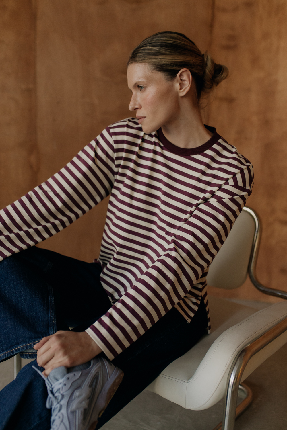 Longsleeve-Bueno-bawełna-ecrue-wino-paski-natula-4 Longsleeve Bueno • Bawełna • - obrazek 12